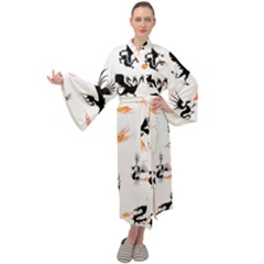 Dragon-phoenix-fire-bird-ancient Maxi Velvet Kimono by Cowasu