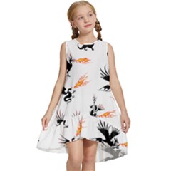 Dragon-phoenix-fire-bird-ancient Kids  Frill Swing Dress by Cowasu