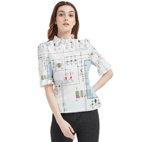 Circuits-electronics-atmel Frill Neck Blouse by Cowasu