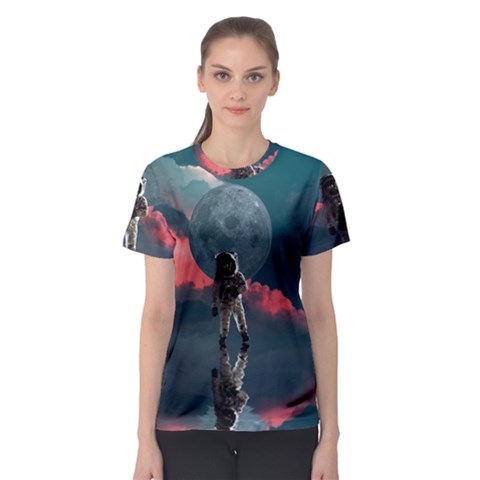 Astronaut-moon-space-nasa-planet Women s Sport Mesh T-shirt by Cowasu