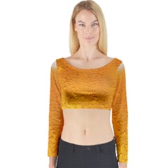 Beer Bubbles Pattern Long Sleeve Crop Top by Cowasu