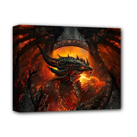 Dragon Fire Fantasy Art Deluxe Canvas 14  X 11  (stretched) by Cowasu