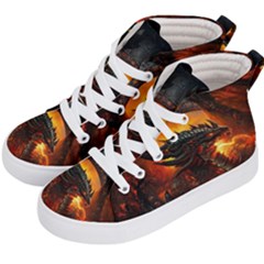 Dragon Fire Fantasy Art Kids  Hi-top Skate Sneakers by Cowasu