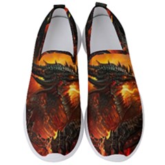 Dragon Fire Fantasy Art Men s Slip On Sneakers by Cowasu