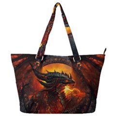 Dragon Fire Fantasy Art Full Print Shoulder Bag by Cowasu