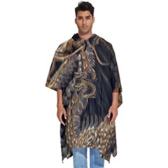 Fantasy Dragon Pentagram Men s Hooded Rain Ponchos by Cowasu