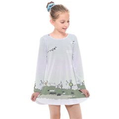Abstract-background-children Kids  Long Sleeve Dress by Cowasu