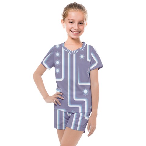 Pattern-non-seamless-background Kids  Mesh T-shirt And Shorts Set by Cowasu