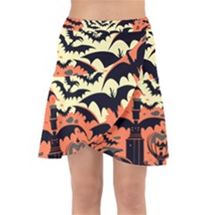 Bat Pattern Wrap Front Skirt by Valentinaart