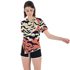 Bat Pattern Asymmetrical Short Sleeve Sports T-shirt by Valentinaart