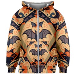 Bat Pattern Kids  Zipper Hoodie Without Drawstring by Valentinaart