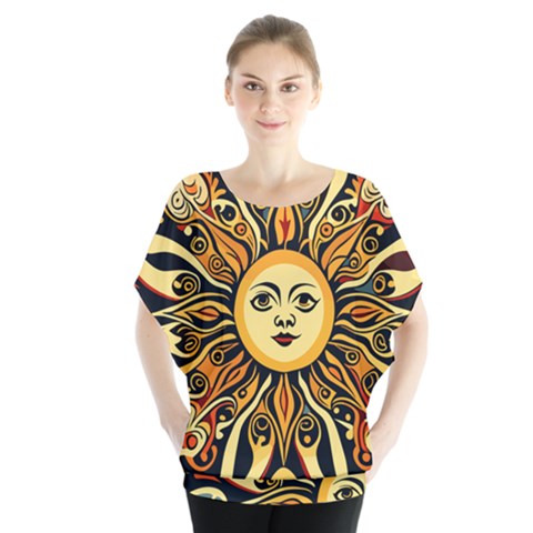 Boho Sun Batwing Chiffon Blouse by Valentinaart