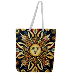 Boho Sun Full Print Rope Handle Tote (large) by Valentinaart