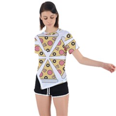 Pizza-slice-food-italian Asymmetrical Short Sleeve Sports T-shirt