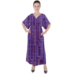 Background-non-seamless-pattern V-neck Boho Style Maxi Dress by Cowasu
