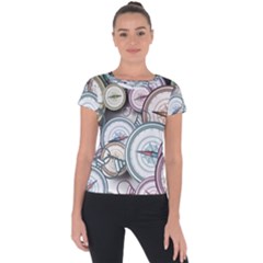 Compass-direction-north-south-east Short Sleeve Sports Top  by Cowasu