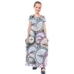 Compass-direction-north-south-east Kids  Short Sleeve Maxi Dress by Cowasu