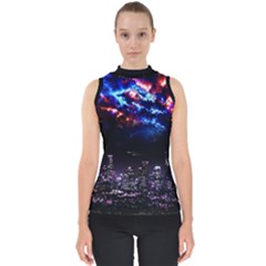 Science-fiction-sci-fi-forward Mock Neck Shell Top