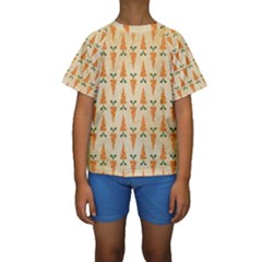 Patter-carrot-pattern-carrot-print Kids  Short Sleeve Swimwear by Cowasu