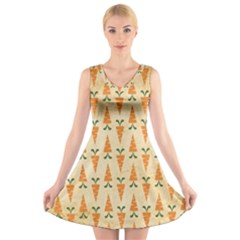 Patter-carrot-pattern-carrot-print V-Neck Sleeveless Dress