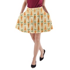 Patter-carrot-pattern-carrot-print A-Line Pocket Skirt