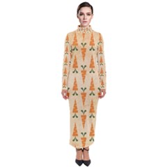 Patter-carrot-pattern-carrot-print Turtleneck Maxi Dress