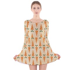 Patter-carrot-pattern-carrot-print Long Sleeve Velvet Skater Dress