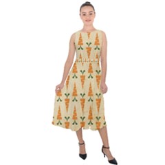 Patter-carrot-pattern-carrot-print Midi Tie-Back Chiffon Dress