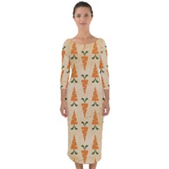 Patter-carrot-pattern-carrot-print Quarter Sleeve Midi Bodycon Dress