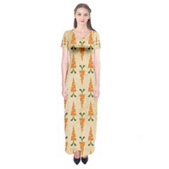 Patter-carrot-pattern-carrot-print Short Sleeve Maxi Dress