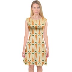 Patter-carrot-pattern-carrot-print Capsleeve Midi Dress by Cowasu