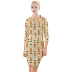 Patter-carrot-pattern-carrot-print Quarter Sleeve Hood Bodycon Dress