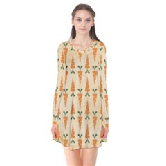 Patter-carrot-pattern-carrot-print Long Sleeve V-neck Flare Dress