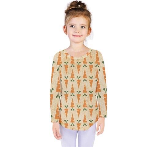 Patter-carrot-pattern-carrot-print Kids  Long Sleeve T-shirt by Cowasu