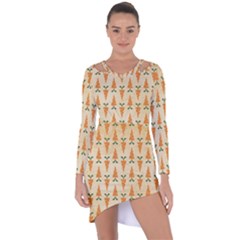 Patter-carrot-pattern-carrot-print Asymmetric Cut-Out Shift Dress