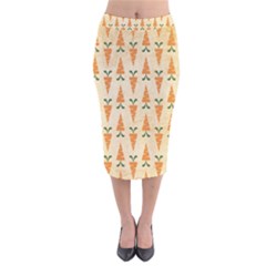 Patter-carrot-pattern-carrot-print Velvet Midi Pencil Skirt