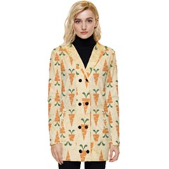 Patter-carrot-pattern-carrot-print Button Up Hooded Coat 