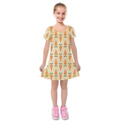 Patter-carrot-pattern-carrot-print Kids  Short Sleeve Velvet Dress