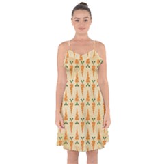 Patter-carrot-pattern-carrot-print Ruffle Detail Chiffon Dress