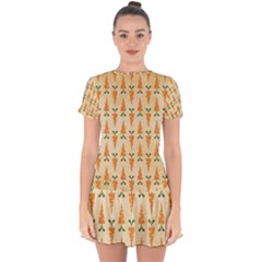 Patter-carrot-pattern-carrot-print Drop Hem Mini Chiffon Dress
