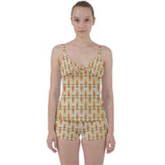 Patter-carrot-pattern-carrot-print Tie Front Two Piece Tankini