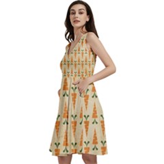 Patter-carrot-pattern-carrot-print Sleeveless V-Neck Skater Dress with Pockets