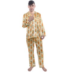 Patter-carrot-pattern-carrot-print Men s Long Sleeve Satin Pajamas Set by Cowasu