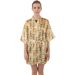 Patter-carrot-pattern-carrot-print Half Sleeve Satin Kimono 