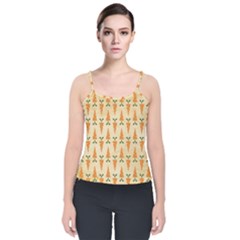 Patter-carrot-pattern-carrot-print Velvet Spaghetti Strap Top