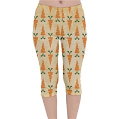 Patter-carrot-pattern-carrot-print Velvet Capri Leggings 