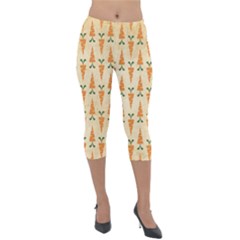 Patter-carrot-pattern-carrot-print Lightweight Velour Capri Leggings 