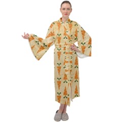 Patter-carrot-pattern-carrot-print Maxi Velvet Kimono