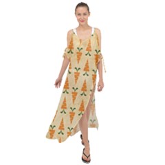 Patter-carrot-pattern-carrot-print Maxi Chiffon Cover Up Dress