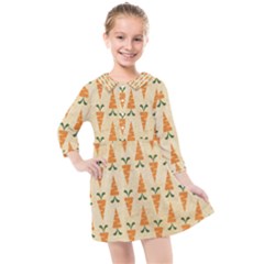 Patter-carrot-pattern-carrot-print Kids  Quarter Sleeve Shirt Dress